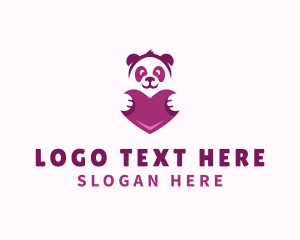 Bear - Panda Bear Heart logo design