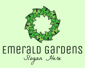 Simple Leaf Wreath logo design