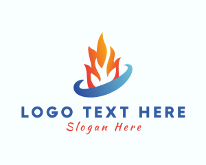 Heating - Fire Water Orbit logo design