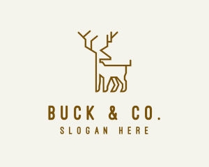 Buck - Brown Deer Animal logo design