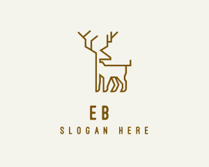 Antler - Brown Deer Animal logo design