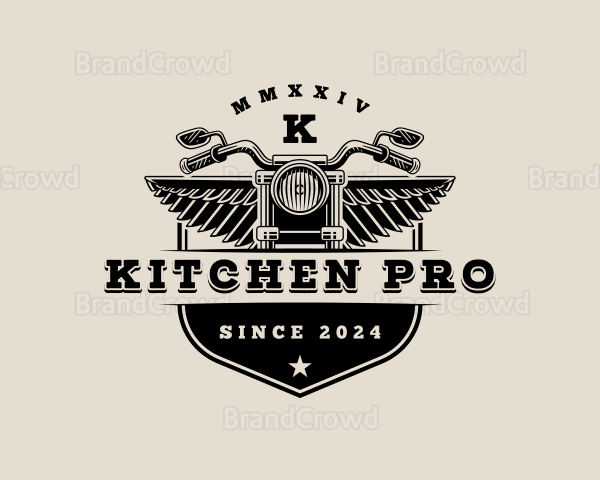 Motorcycle Rider Wings Logo