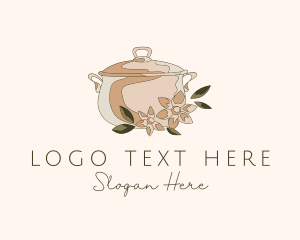Clay - Floral Cooking Pot logo design