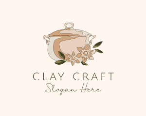 Clay - Floral Cooking Pot logo design