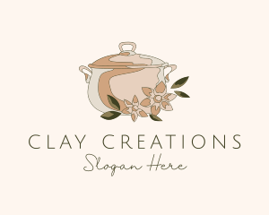 Pottery - Floral Cooking Pot logo design