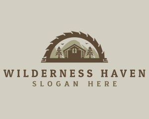 Lodge - Mountain Wood Cabin logo design