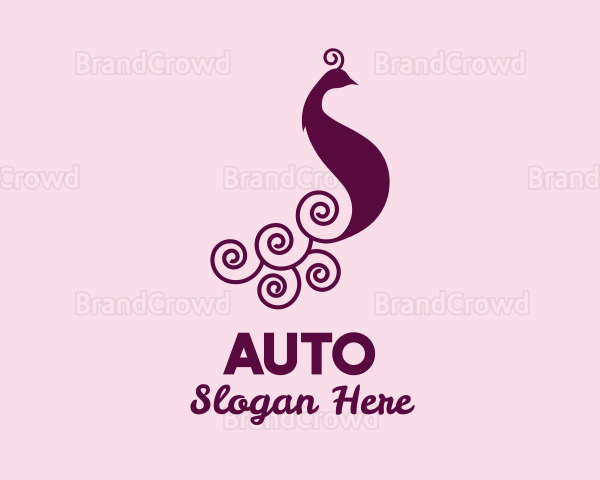 Purple Peacock Bird Logo