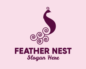 Purple Peacock Bird  logo design