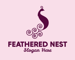 Feathers - Purple Peacock Bird logo design