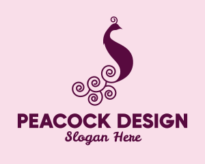 Peacock - Purple Peacock Bird logo design