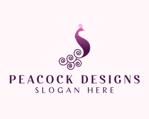 Purple Peacock Bird  logo design