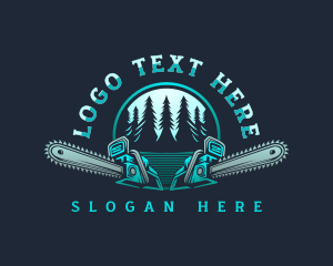 Tools - Chainsaw Logging Forest logo design