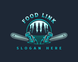 Chainsaw Logging Forest logo design