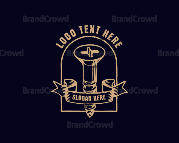 Rustic Screw Arch Badge Logo