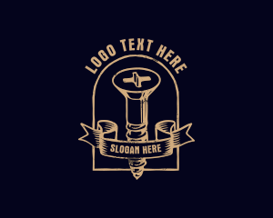 Old Fashioned - Rustic Screw Arch Badge logo design