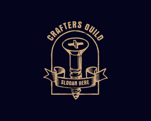 Guild - Rustic Screw Arch Badge logo design