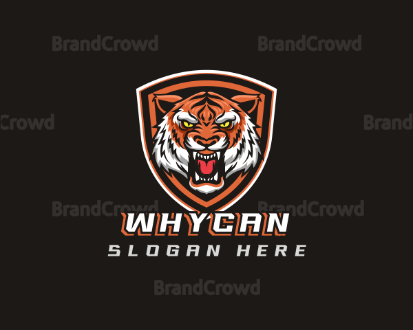 Angry Tiger Shield Gaming Logo