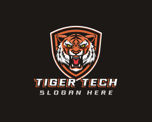 Angry Tiger Shield Gaming logo design