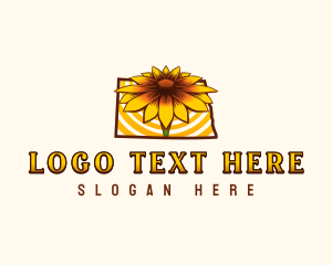 Map - North Dakota Flower Daisy logo design