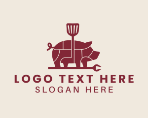 Pig - Pork Barbecue Grill logo design