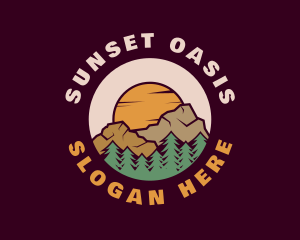 Sunset Hiking Adventure logo design