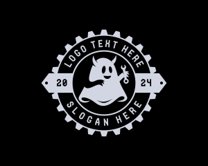 Horns - Ghost Mechanic Gear logo design