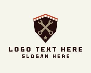 Wrench - Industrial Wrench Shield logo design