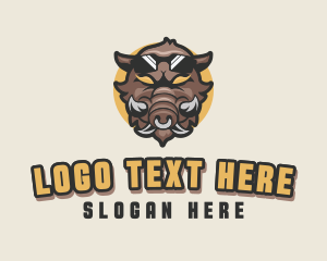 Pig - Wild Warthog Pig Animal Gaming logo design