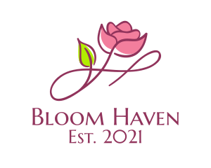 Aesthetic Rose Flower  logo design