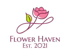 Aesthetic Rose Flower  logo design