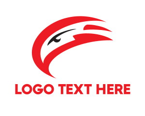 Red Bird - Red Abstract Eagle Eye logo design