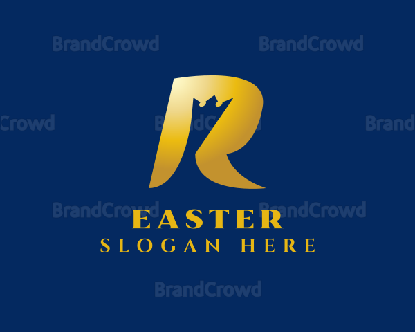 Golden Crown Letter R Logo