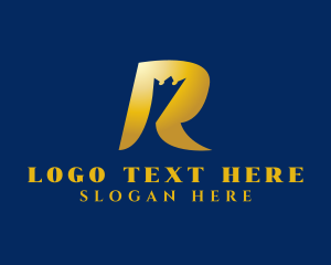 Kingdom - Golden Crown Letter R logo design