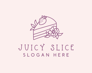 Cake Slice Flower logo design