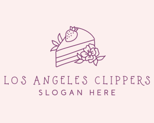 Cafe - Cake Slice Flower logo design