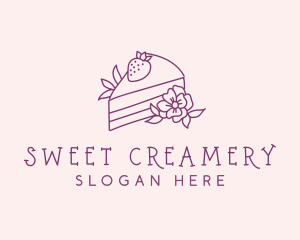 Cake Slice Flower logo design