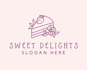 Cake Slice Flower logo design