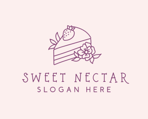 Cake Slice Flower logo design