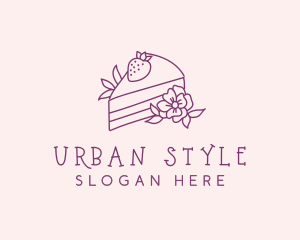 Handdrawn - Cake Slice Flower logo design