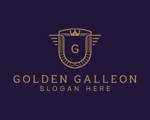 Golden Crown Shield Academy logo design