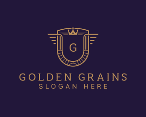 Golden Crown Shield Academy logo design