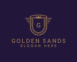 Golden Crown Shield Academy logo design