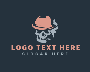 Smoking - Smoking Skull Head logo design