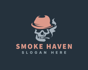 Smoking Skull Head logo design