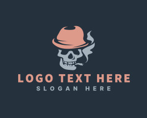 Spooky - Smoking Skull Head logo design