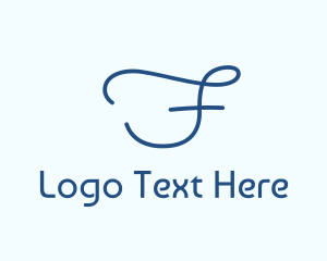 Handwriting - Blue Cursive Letter F logo design