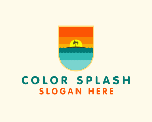 Tropical Beach Shield logo design