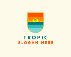 Tropical Beach Shield logo design