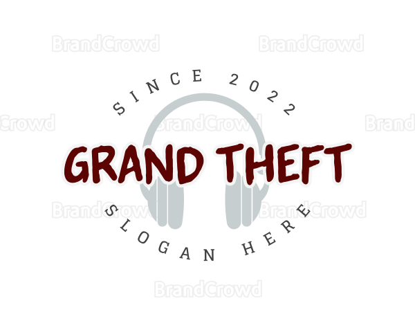 Grungy Music Headphones Logo