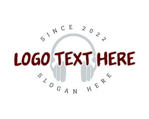 Music Bar - Grungy Music Headphones Wordmark logo design